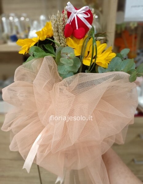 3 Girasoli con tulle a palloncino
